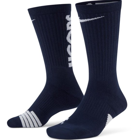 Nike- Elite Dri Fit Crew Socks HOOPS  Navy/White SZ-L (8-12)- NWT- 2 Pairs - Picture 1 of 3